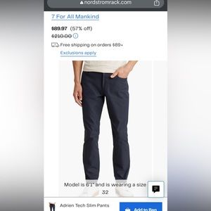 7 For All Mankind Adrien Tech Slim Pants, Navy